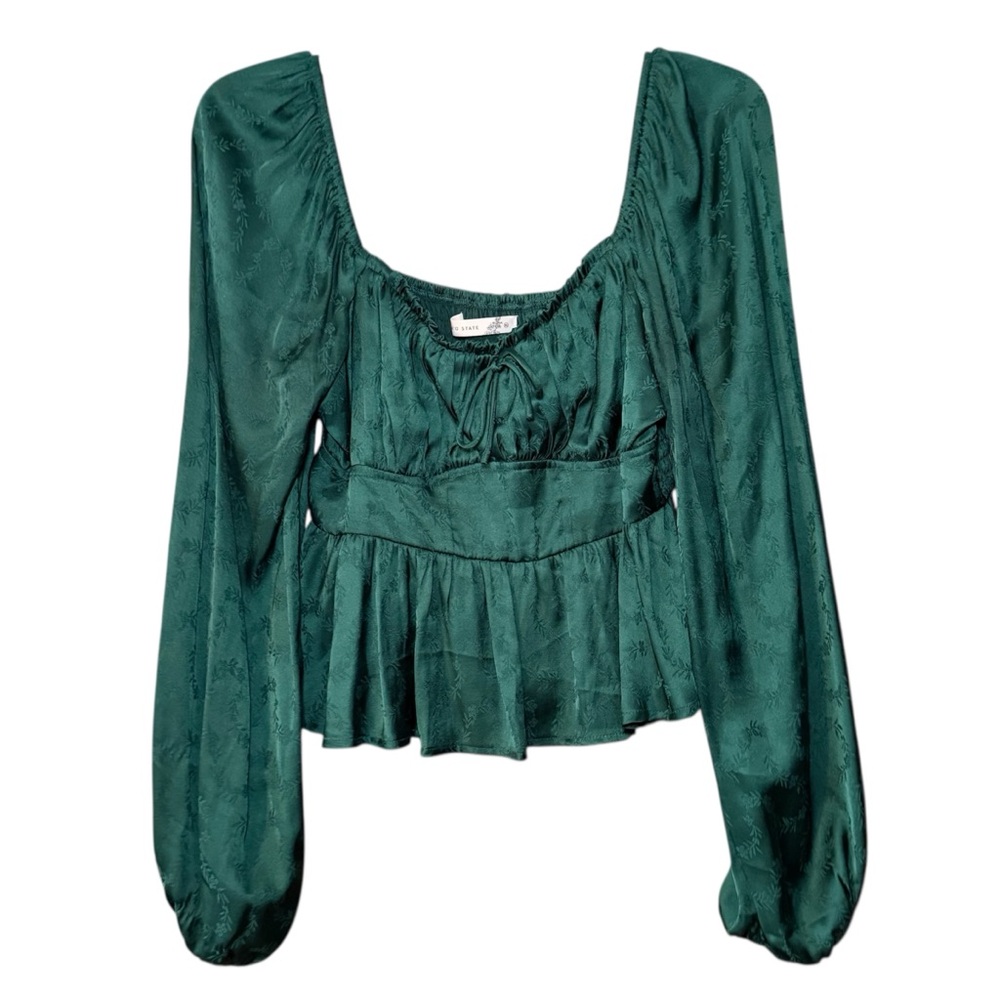 Altar'd State Emerald Green Peasant Blouse‎